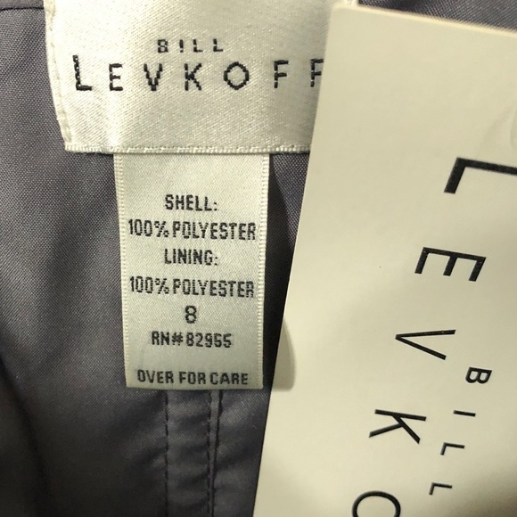 NWT BILL LEVKOFF Style #727 Pewter Gray Chiffon One-Shoulder Formal Dress Size 8 - Picture 7 of 11